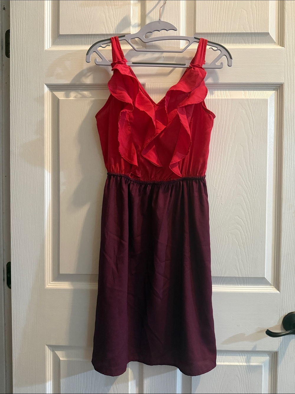 Massimo Pink and Plum Ruffle-Front Midi Dress